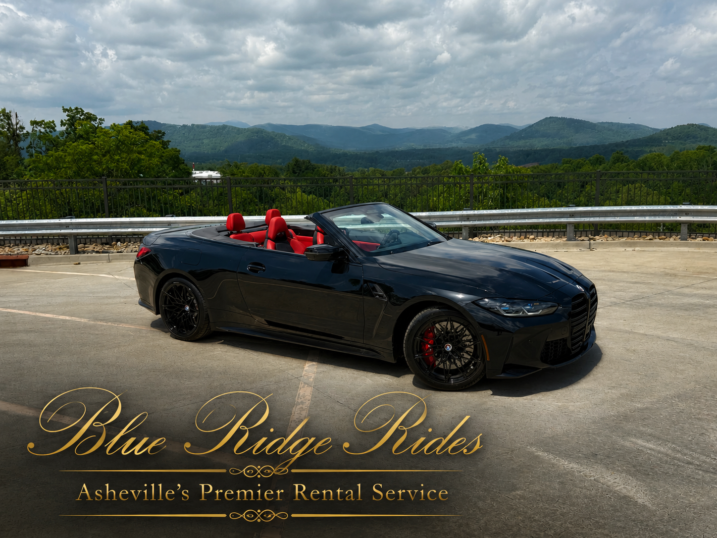 2022 BMW M4 Competition xDrive convertible with red interior available for rent in Asheville NC