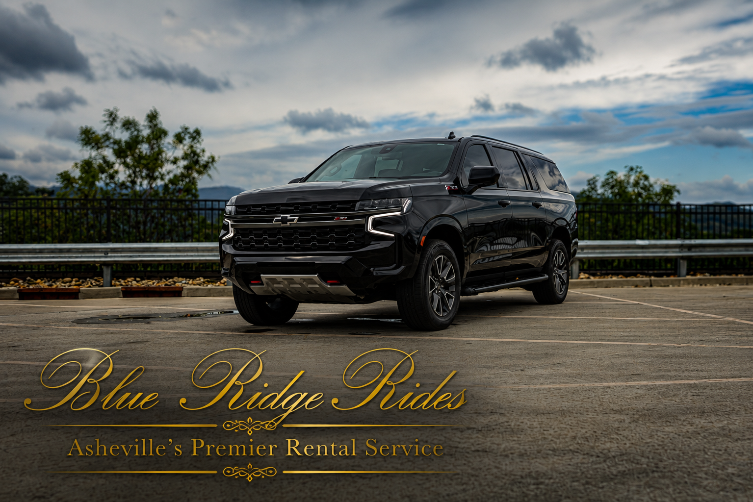 Black 2021 Chevrolet Suburban Z71 full-size SUV available for rent in Asheville NC